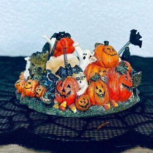 Fall Halloween Pumpkins Candle Holder Figurine